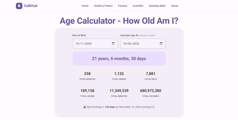 CalkHub Age Calculator screenshot 2