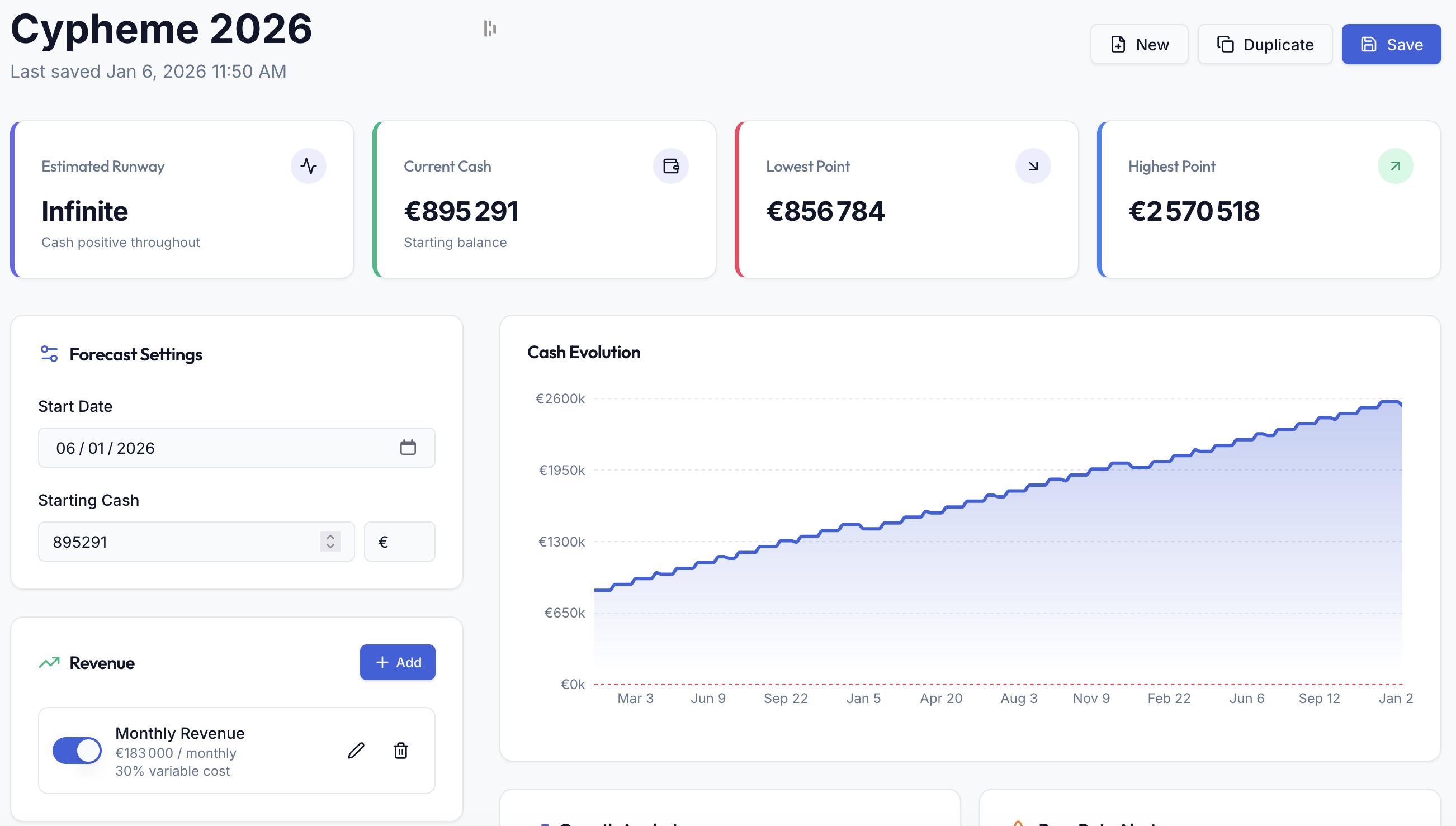 Startup Runway - Main product screenshot demonstrating key features and user interface