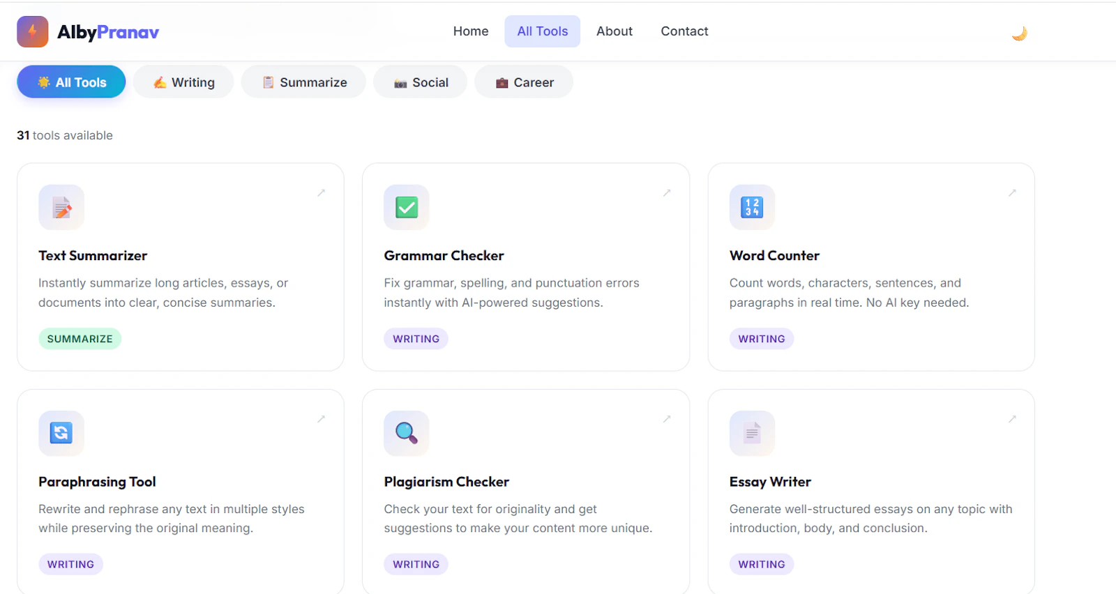 AIbyPranav — 37+ Free AI Tools screenshot 2