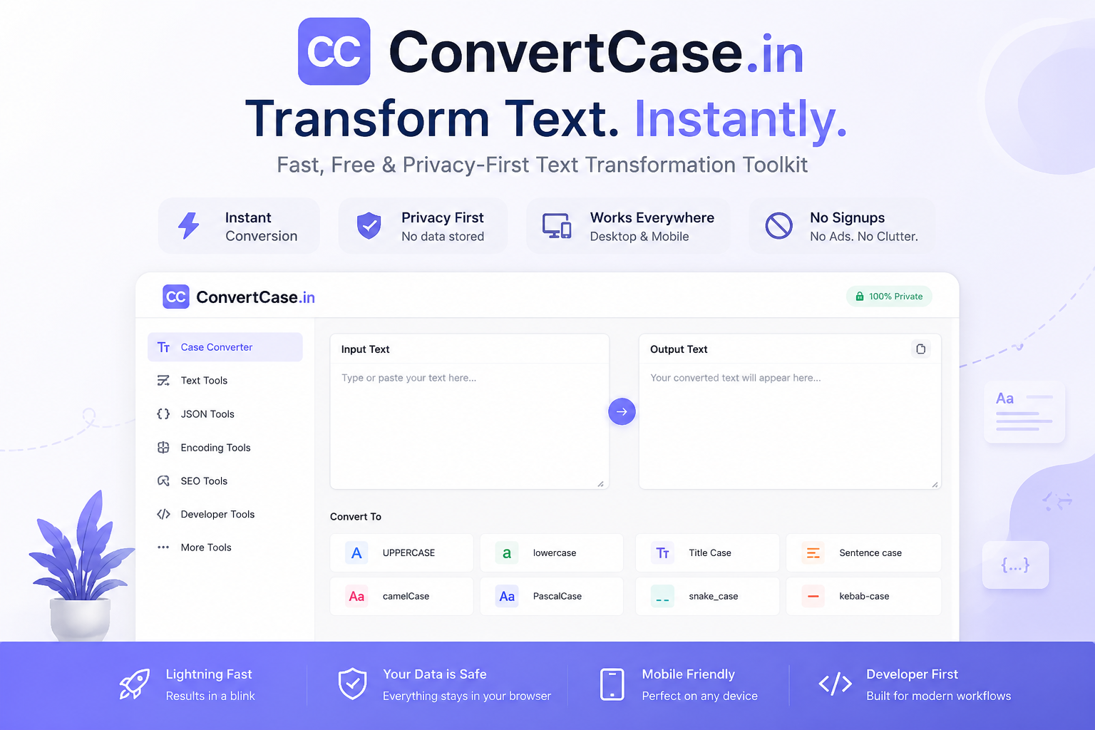 Instant case conversion for text