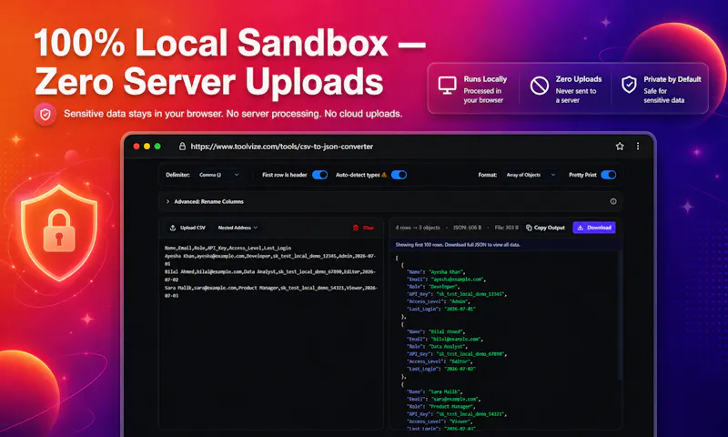 CSV to JSON Converter by ToolVize screenshot 2