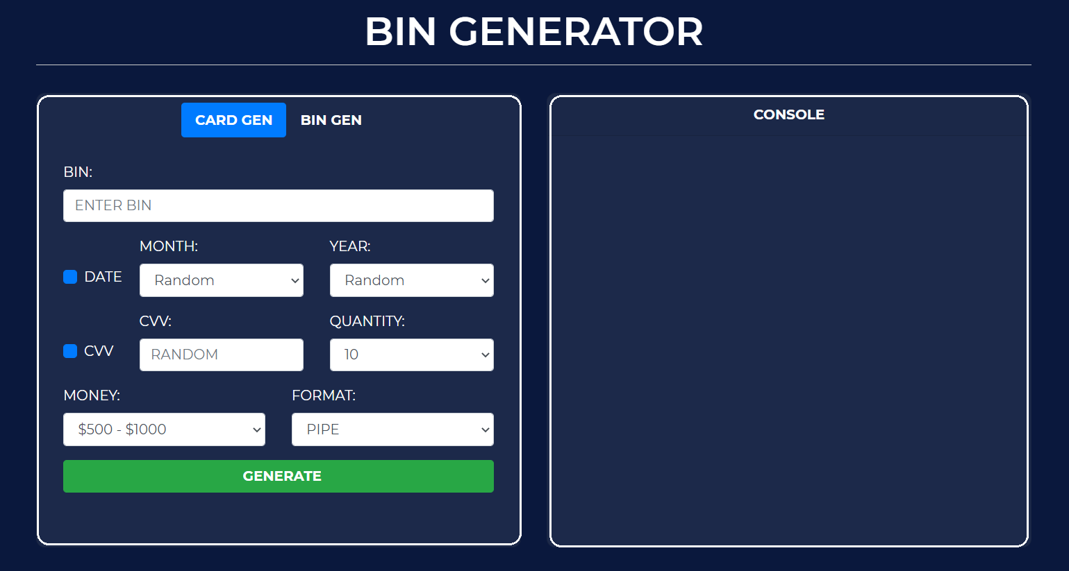 BIN Generator