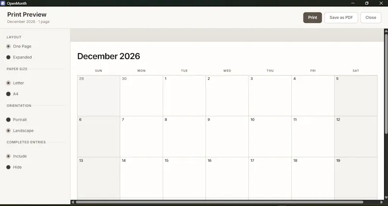 OpenMonth screenshot 3