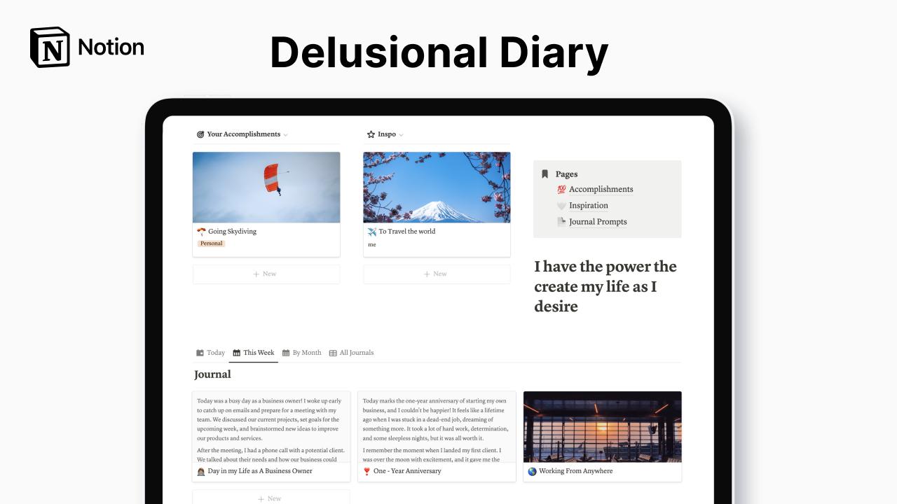 Deliusion Diary - Manifestazione Journal - Identifica i tuoi obiettivi, imposta le intenzioni, visualizza il tuo successo media 3