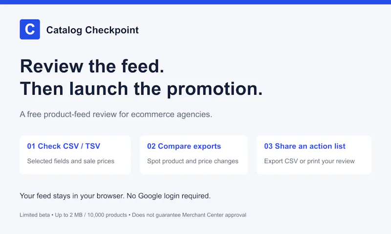 Catalog Checkpoint screenshot 1