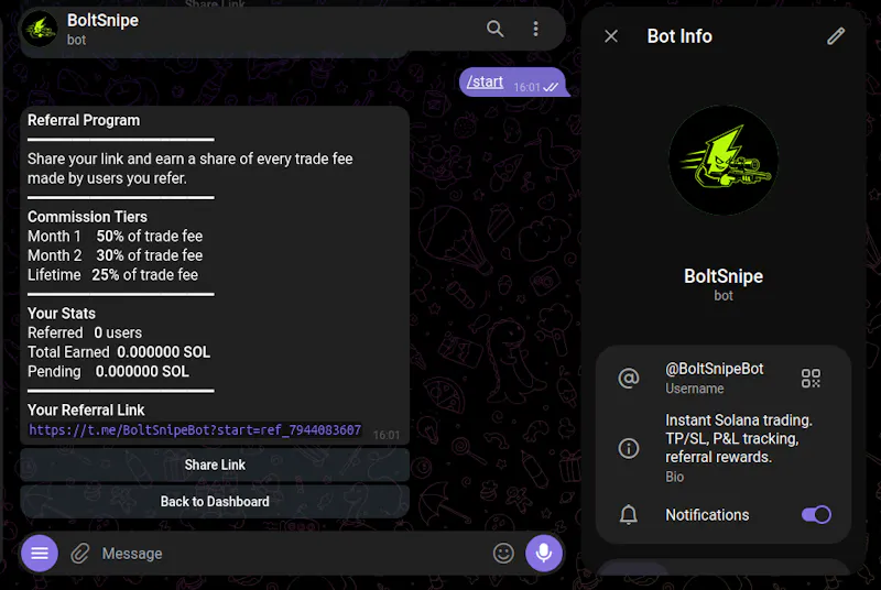 BoltSnipe — Solana Trading Bot screenshot 3