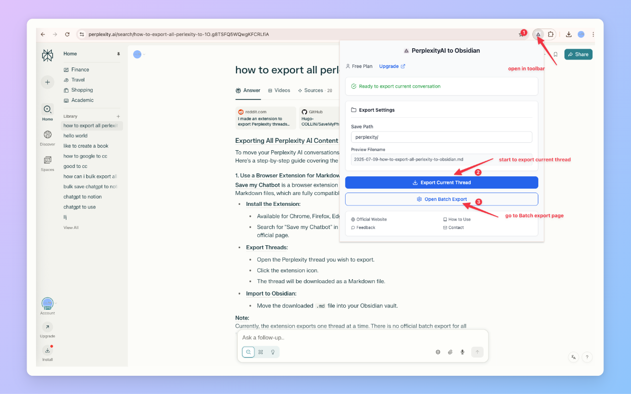 Perplexity to Obsidian gallery image