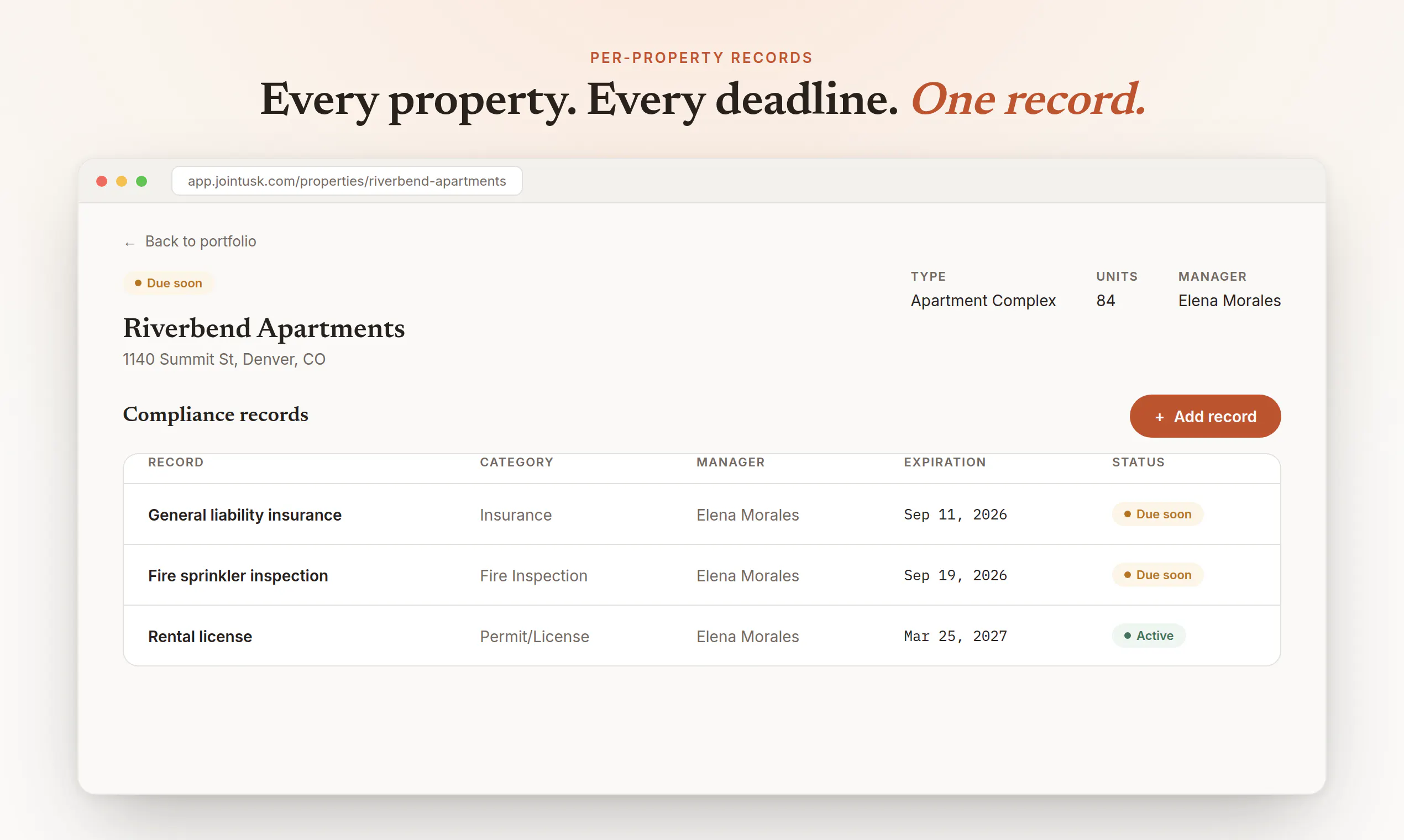 Tusk - Property Compliance Management screenshot