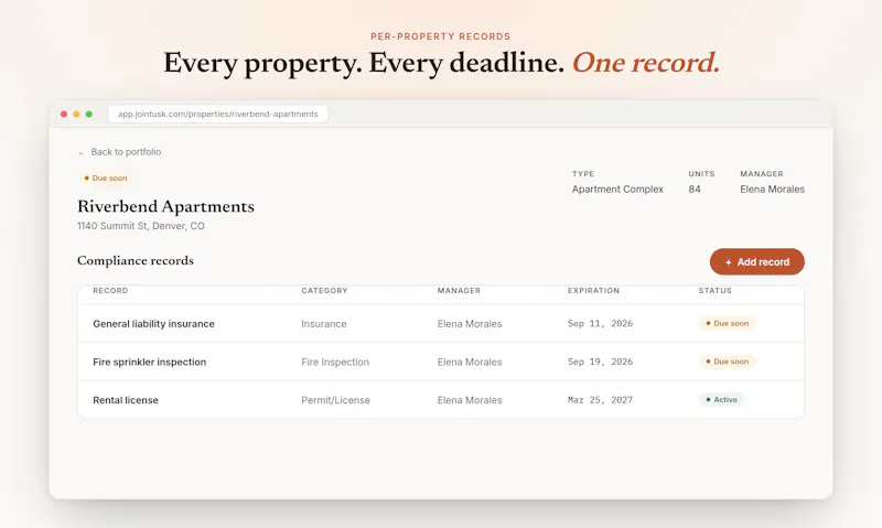 Tusk - Property Compliance Management screenshot 3