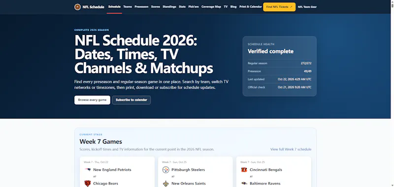 NFL Schedule screenshot 1