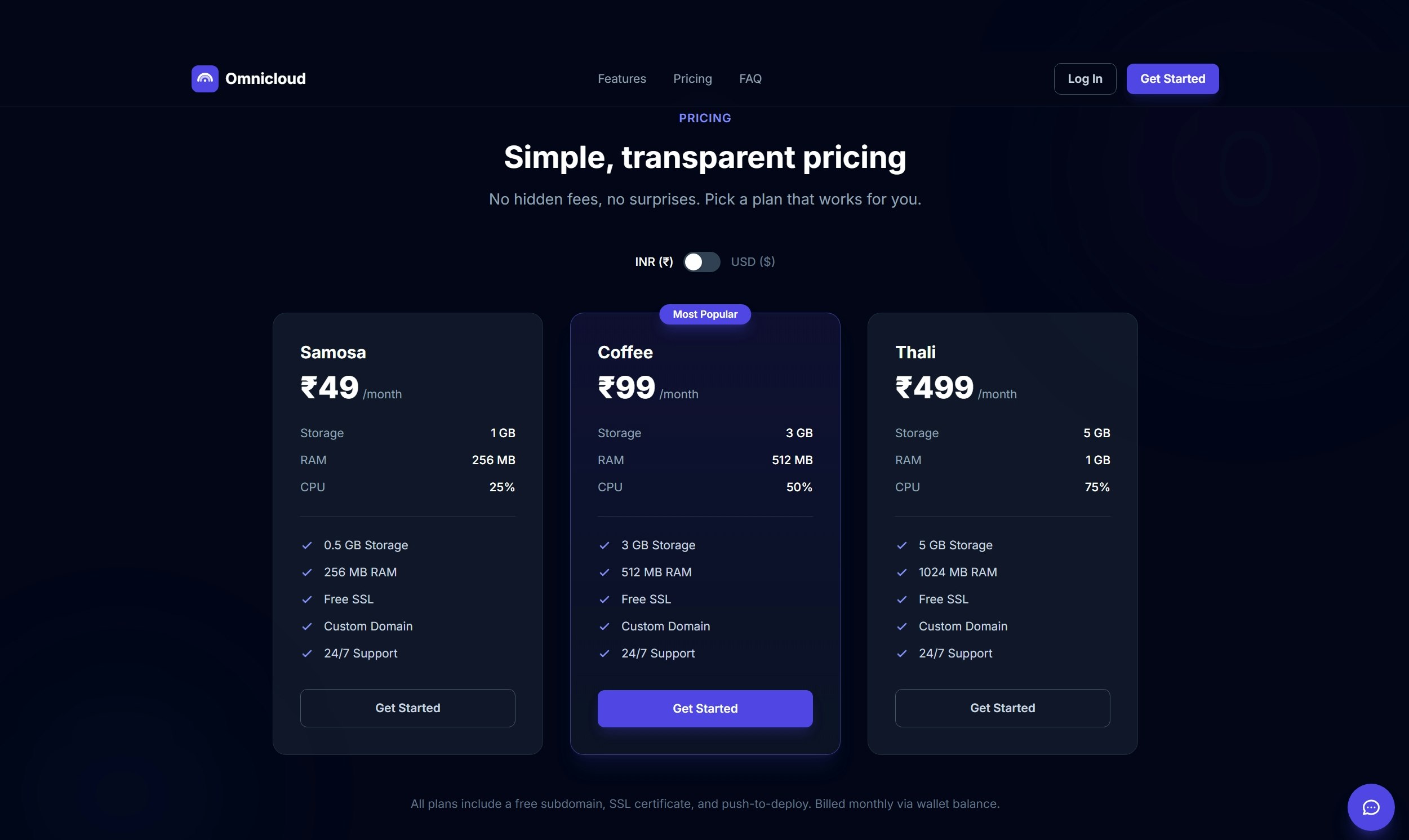 Omnicloud — Deploy Your App in Seconds - Main product screenshot demonstrating key features and user interface