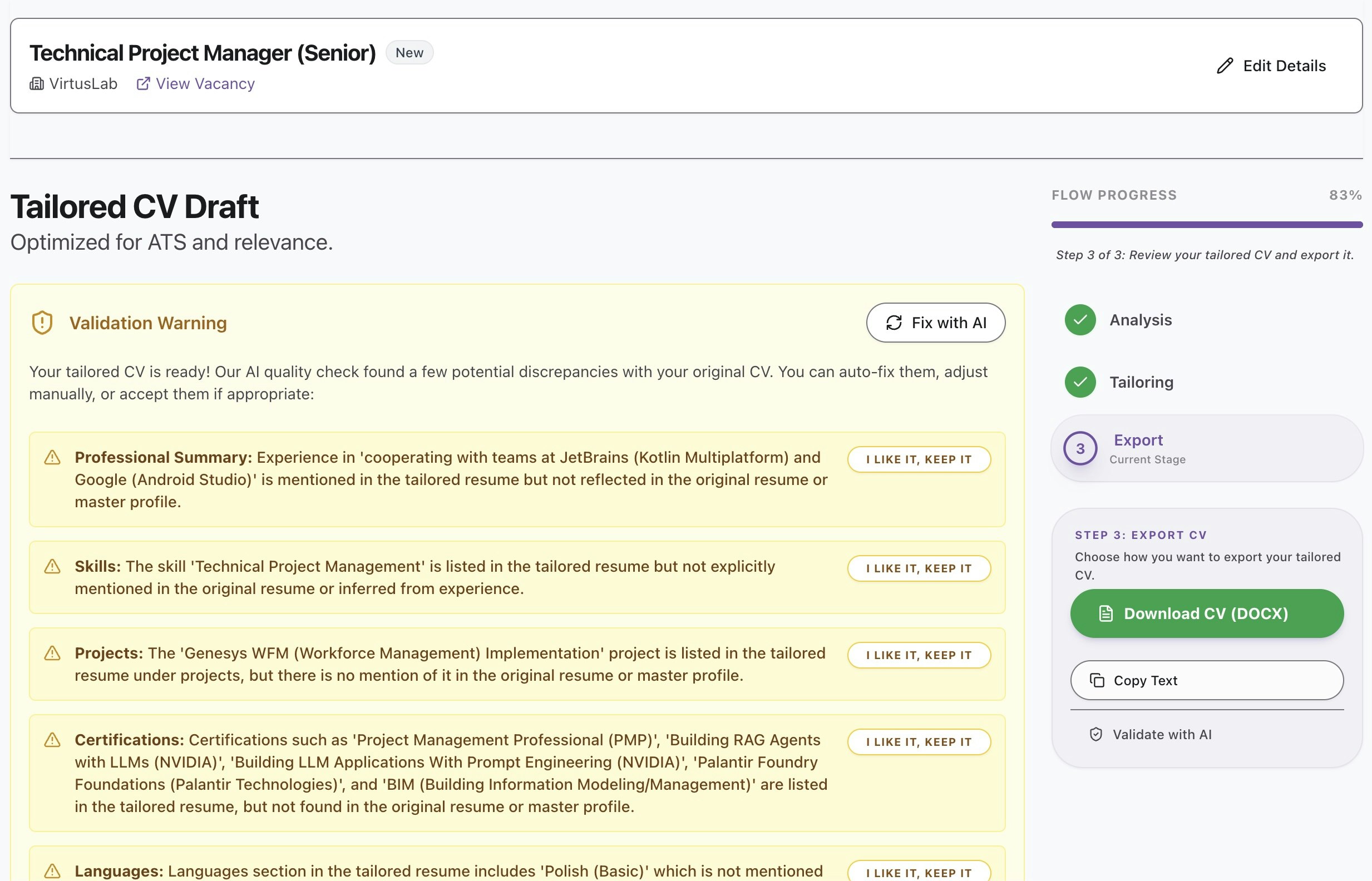 Tailor For CV gallery image