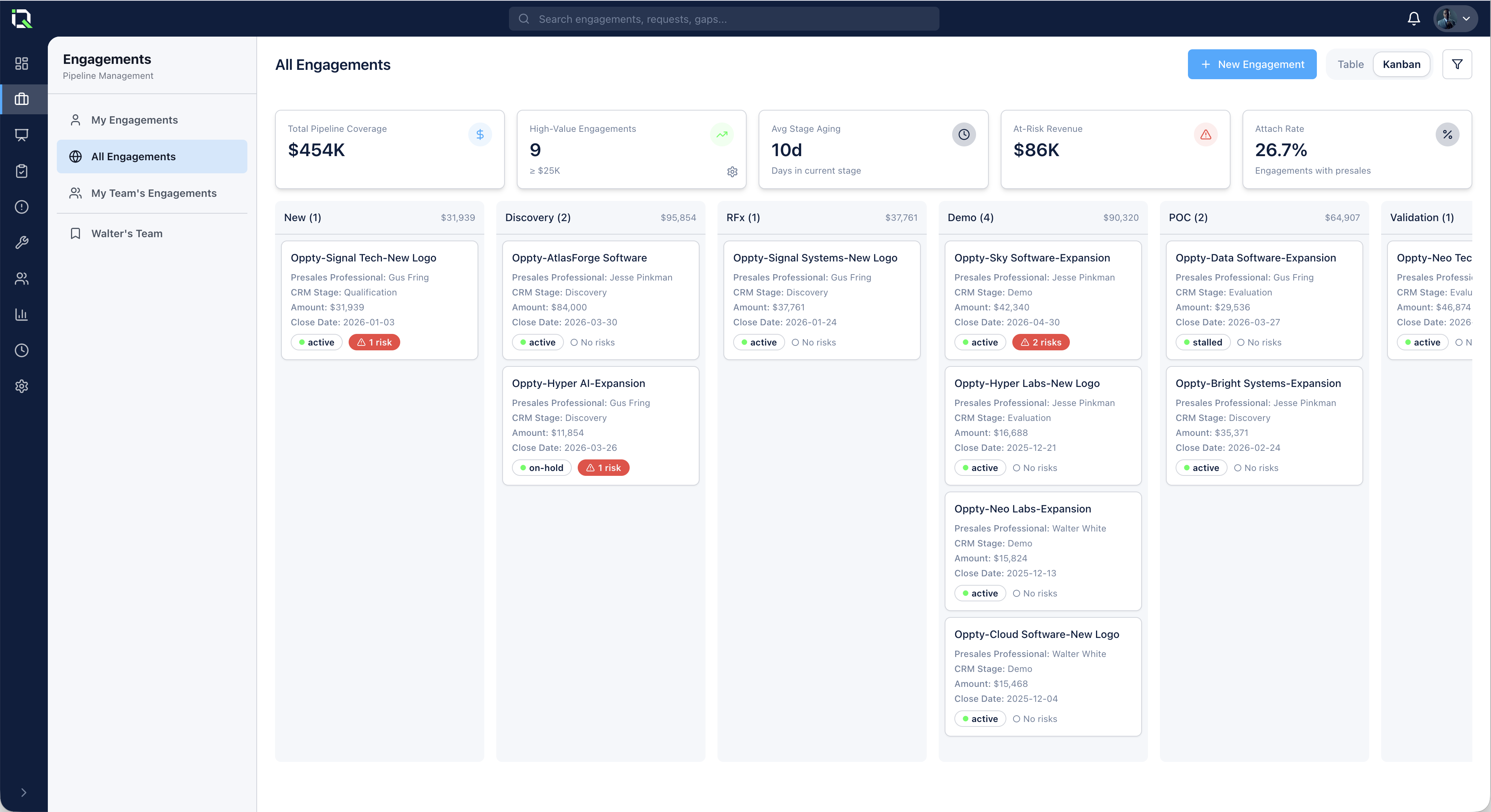 PresalesIQ - Main product screenshot demonstrating key features and user interface
