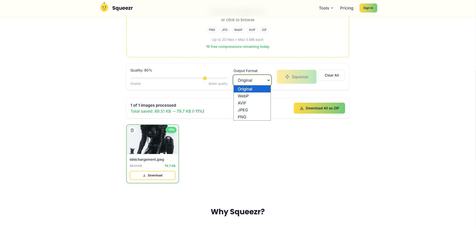 Squeezr - Screenshot 2 showing product features and functionality
