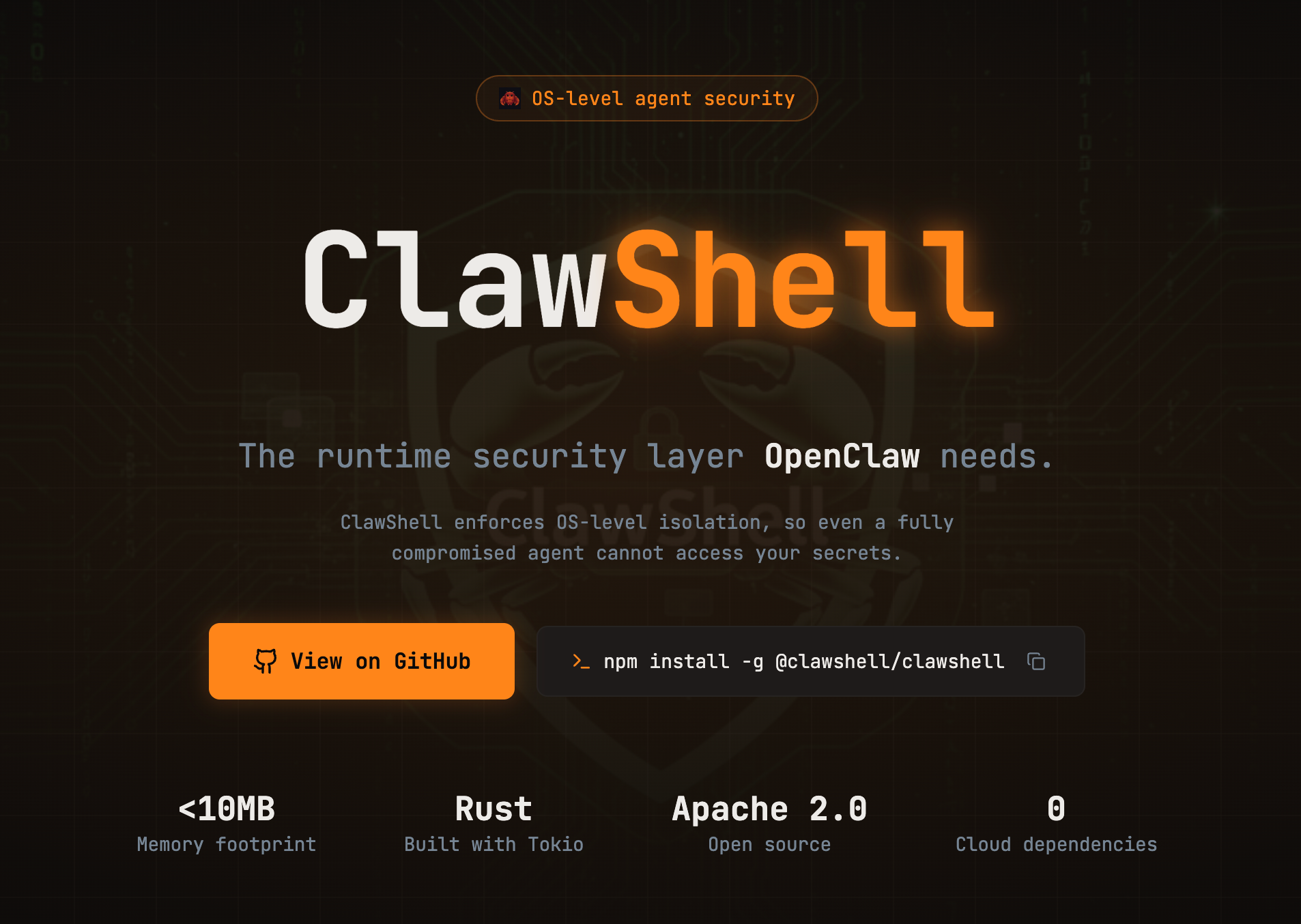 ClawShell - Main product screenshot demonstrating key features and user interface