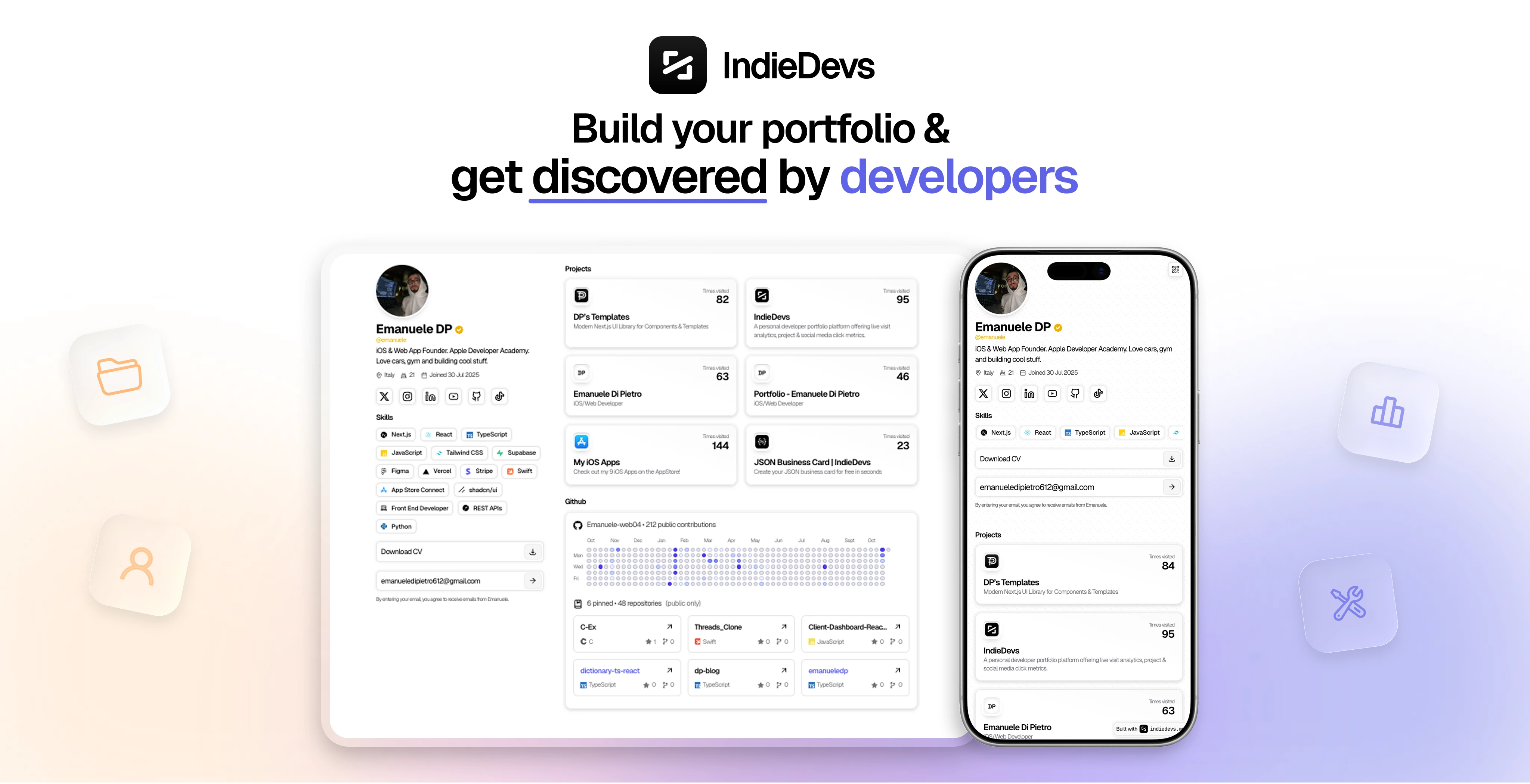 IndieDevs - Main product screenshot demonstrating key features and user interface