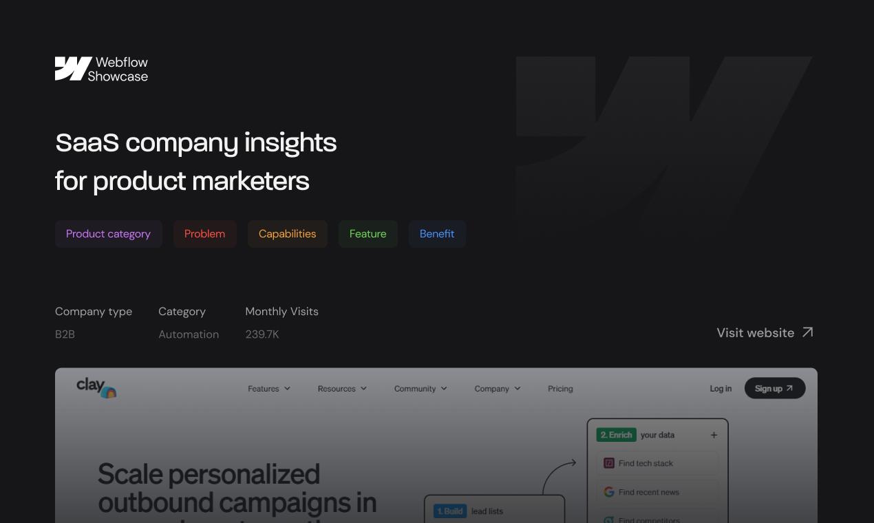 وسائط WebFlow SaaS Showcase - اكتشف مواقع الويب الخاصة بـ WebFlow SaaS 3