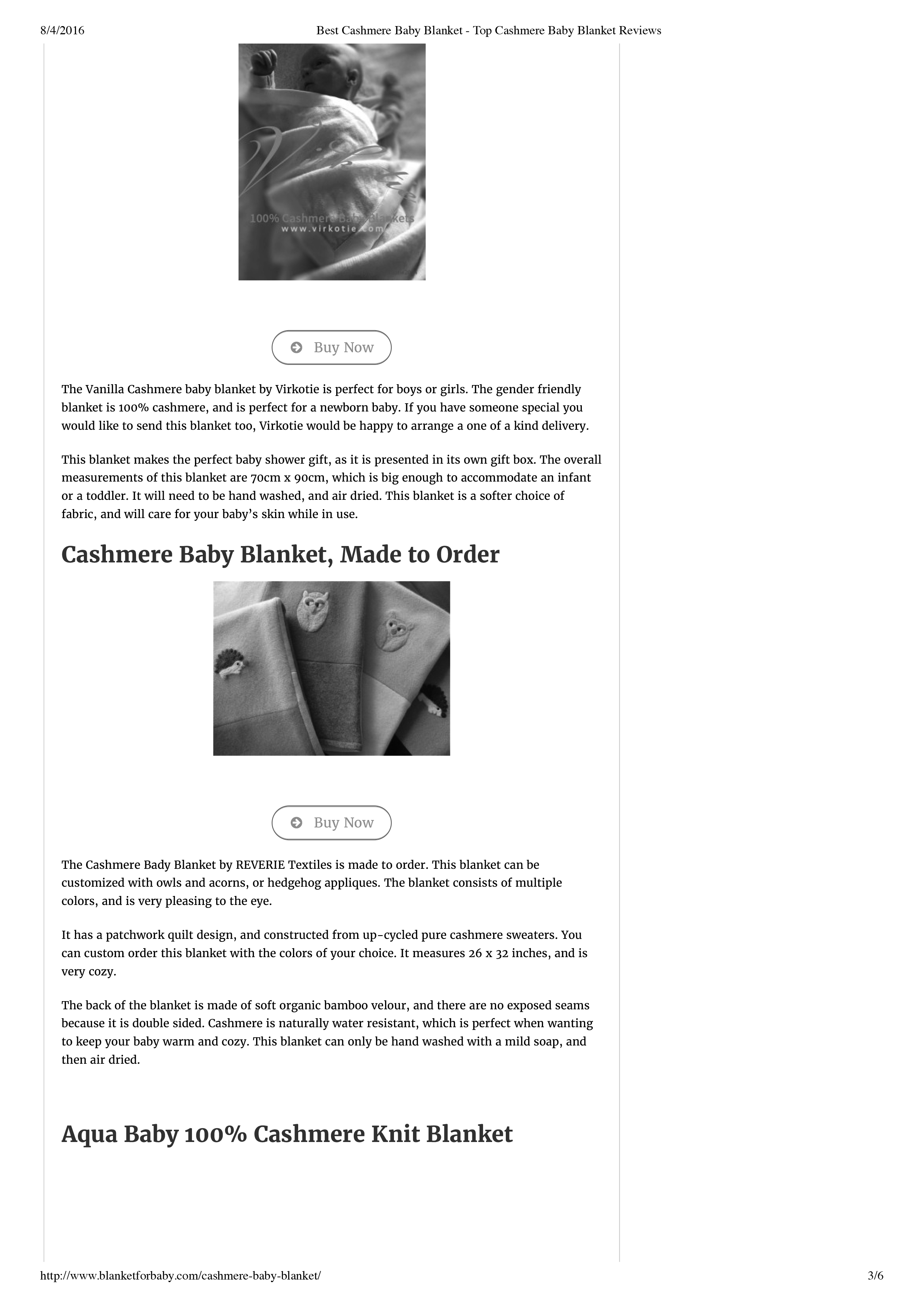 VirkotieVANILLA 100% Cashmere Baby Blanket gallery image