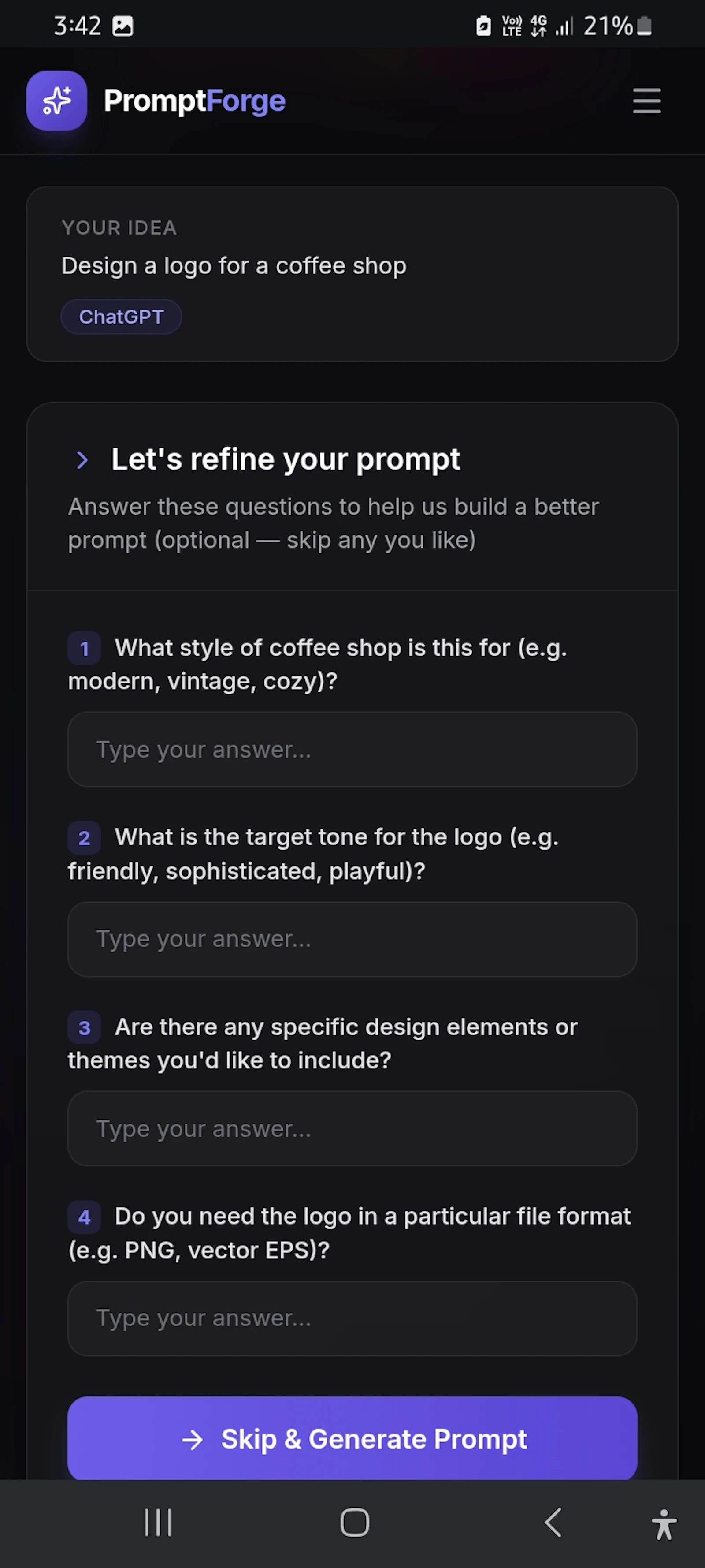 PromptForge screenshot 2