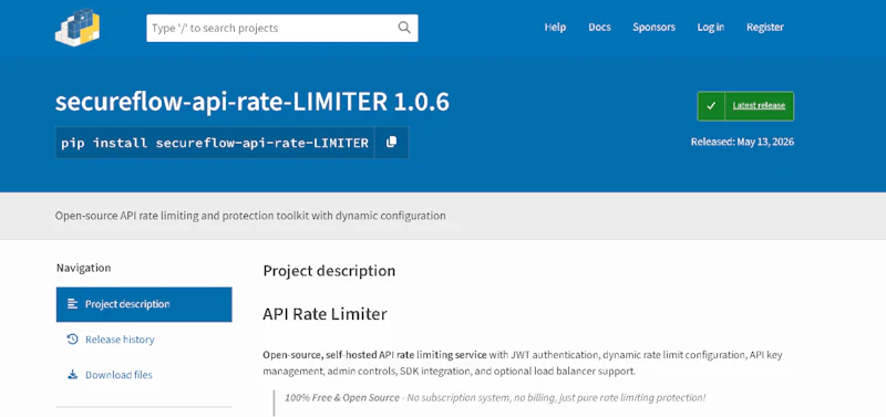 Built SecureFlow  API rate limiting . screenshot 1