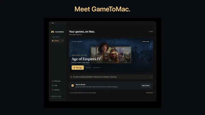 GameToMac screenshot 1 (video preview)
