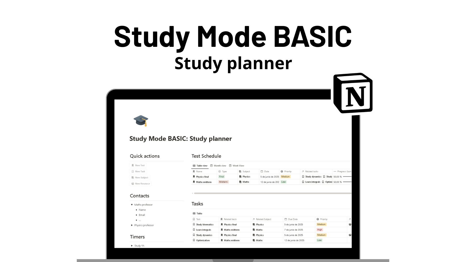 Study Mode BASIC: Study planner gallery image
