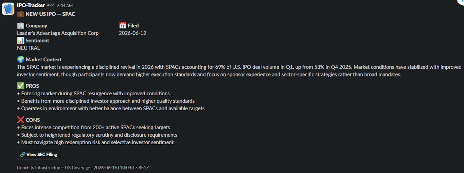 IPO Intelligence Feed — ConchITS screenshot 1