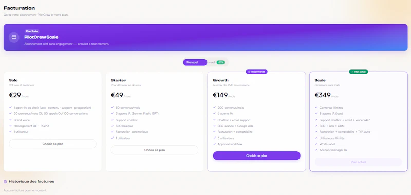 Agents IA autonomes pour PME — PilotCrew screenshot 11