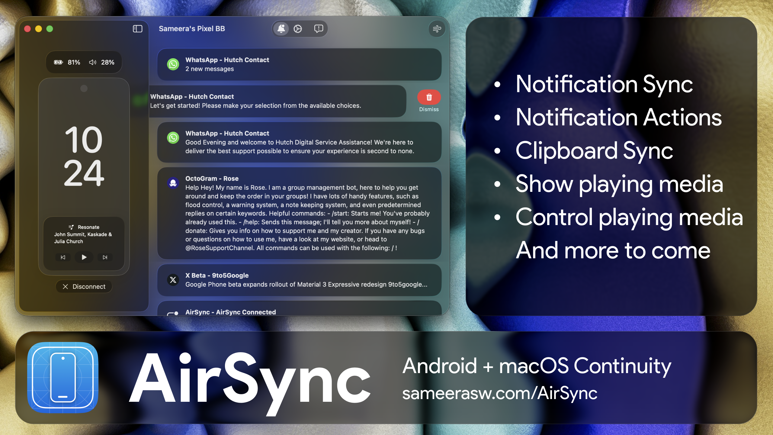 Airsync - अपने Android और Mac के लिए निषिद्ध निरंतरता मीडिया 3