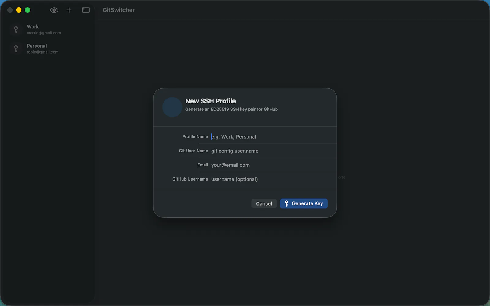 GitSwitcher screenshot 1