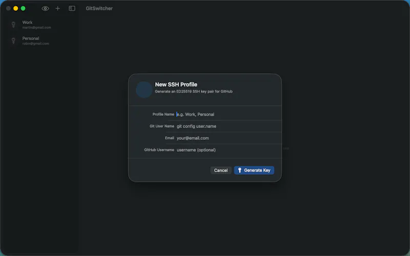 GitSwitcher screenshot 1