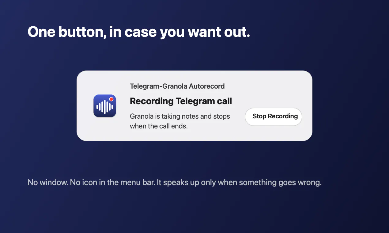 Telegram-Granola Autorecord gallery image