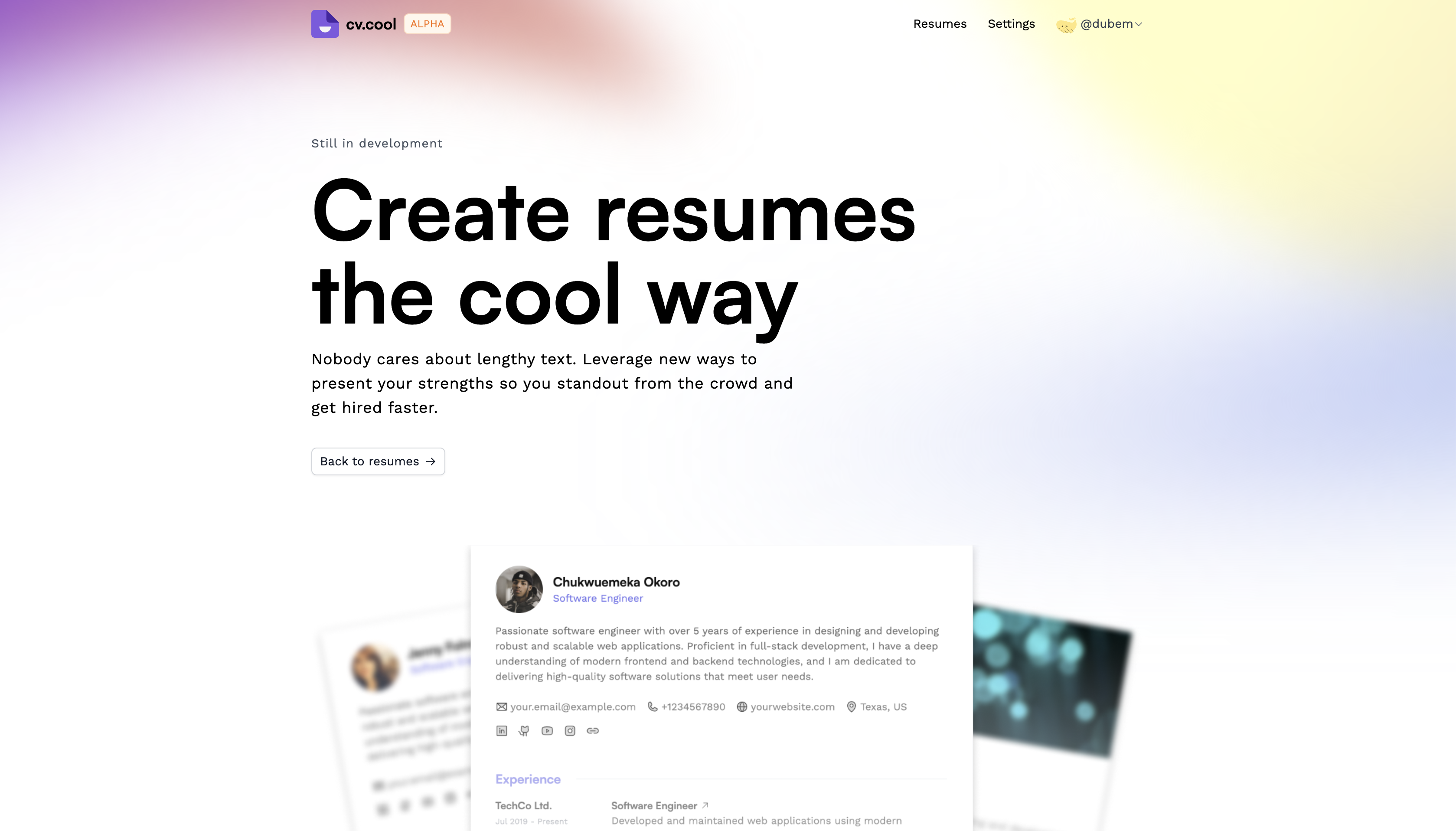 Media CV Cool (Alpha) - Nhà sản xuất sơ yếu lý lịch miễn phí 3