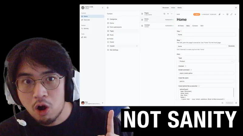 Aphex CMS screenshot 1 (video preview)