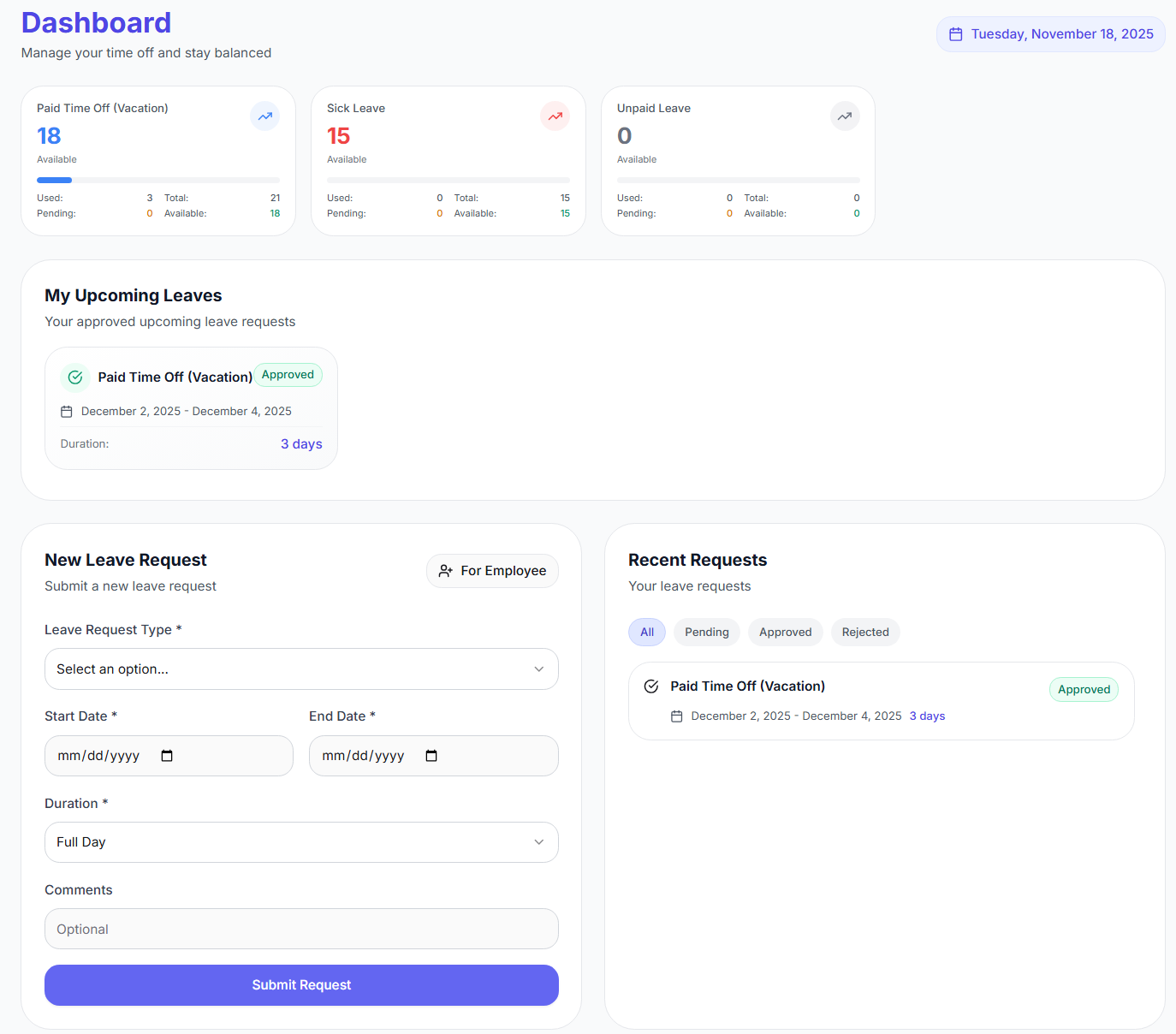 dayoffdesk - Main product screenshot demonstrating key features and user interface