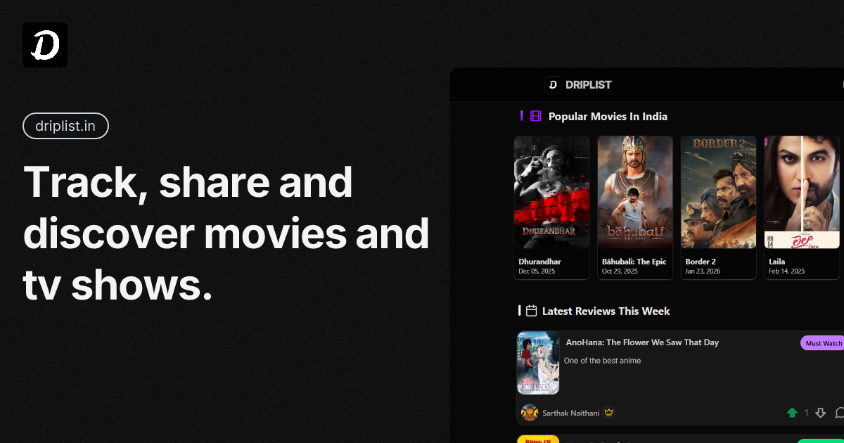 DripList - Main product screenshot demonstrating key features and user interface