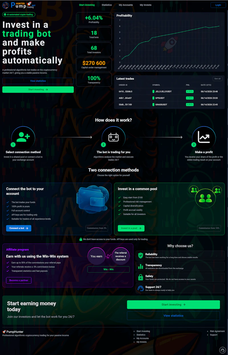 PumpHunter AI trading bot screenshot 1