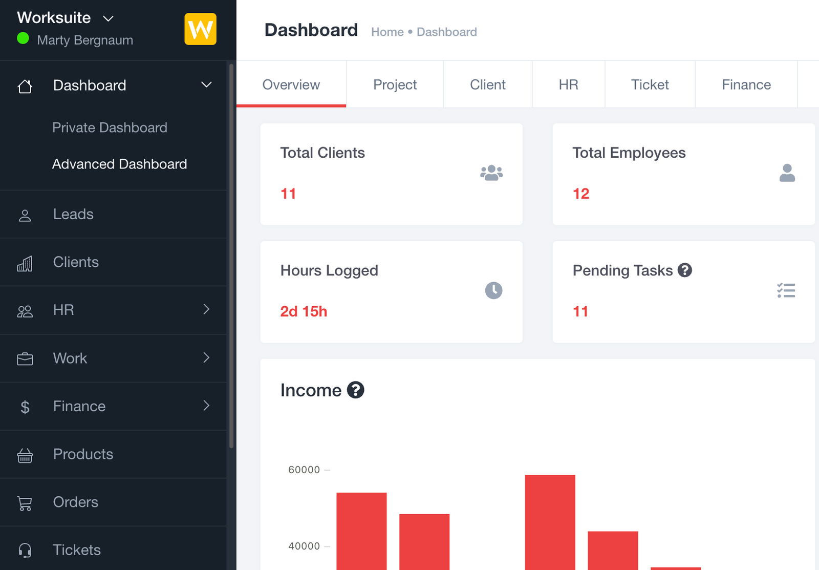 HRMS + CRM  - Main product screenshot demonstrating key features and user interface
