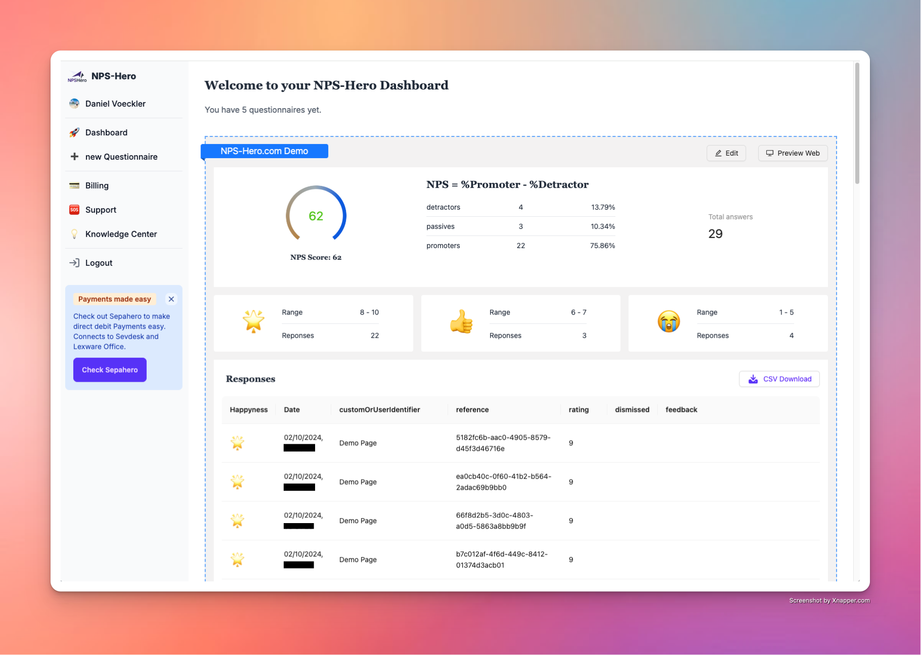 NPS-Hero - NPS (Net Promoter Score)는 몇 분 안에 사용할 준비가되었습니다. 미디어 1