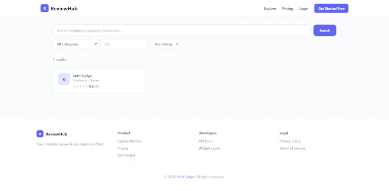 ReviewHub — Portable Reputation Platform screenshot 2