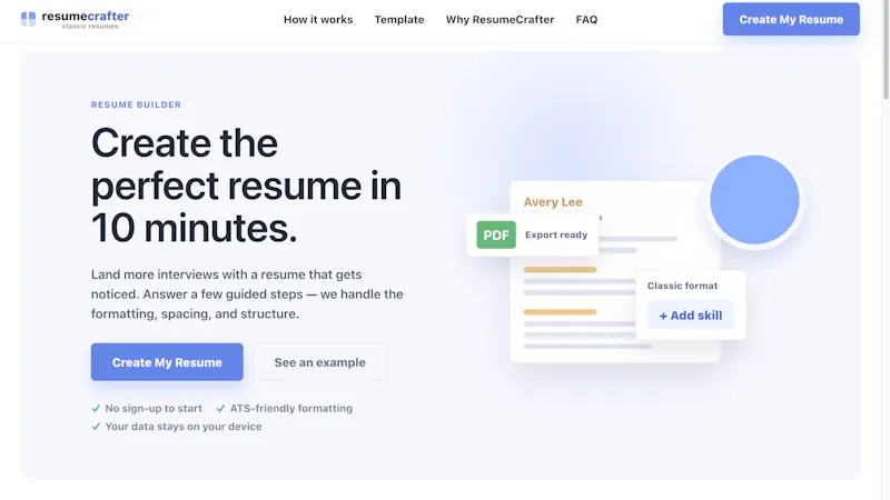 ResumeCrafter screenshot 1