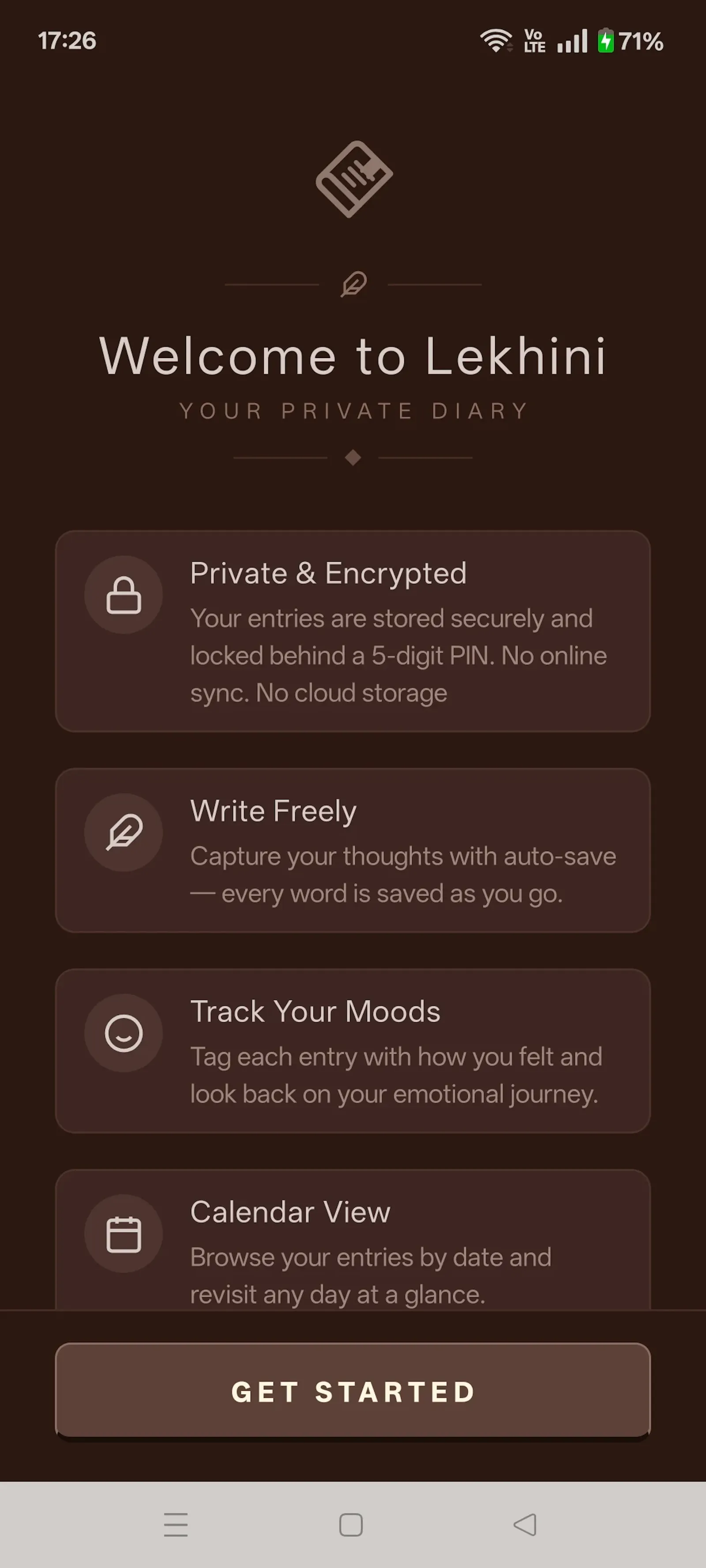 Lekhini - Private Journal App screenshot 1