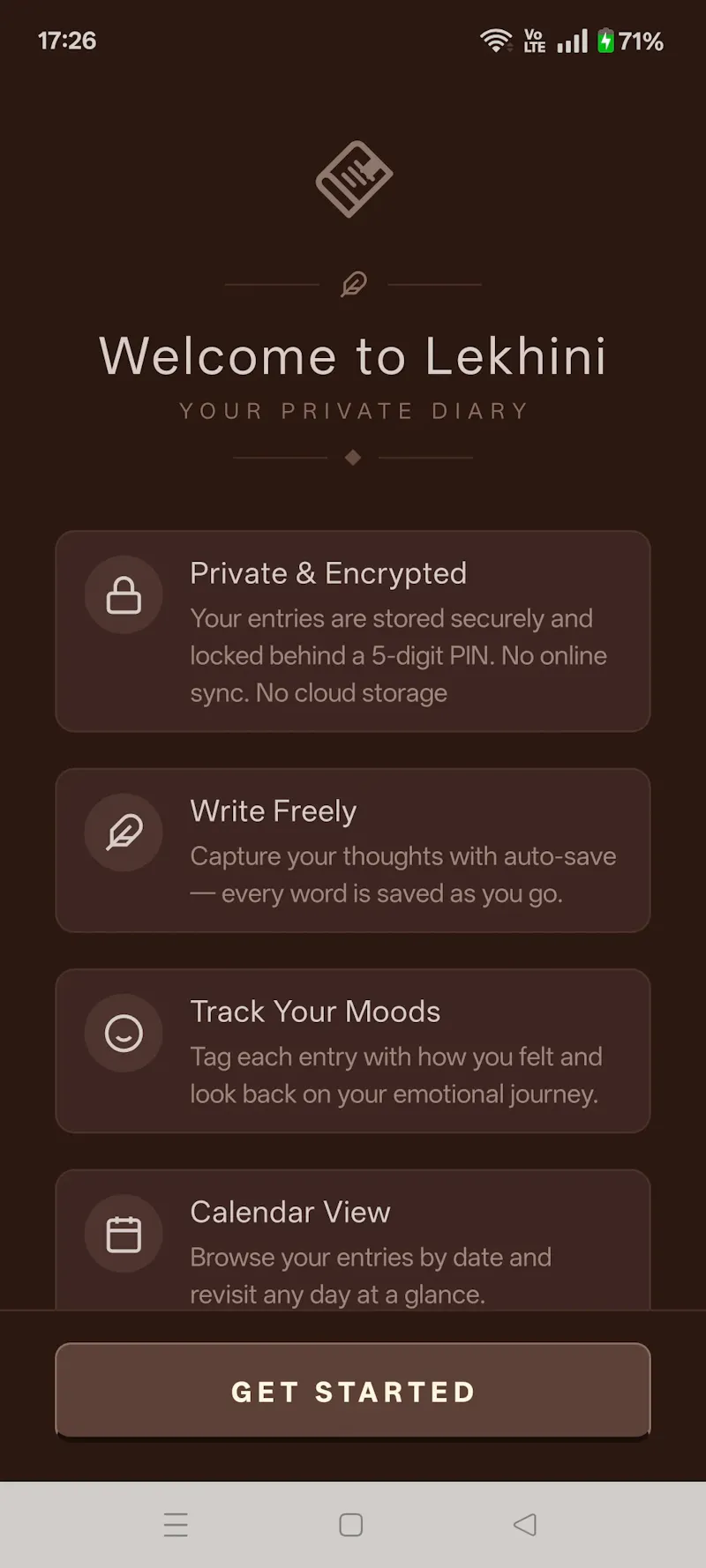 Lekhini - Private Journal App screenshot 1