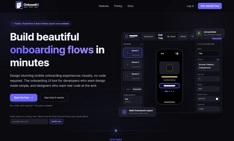 OnboardUI screenshot 2