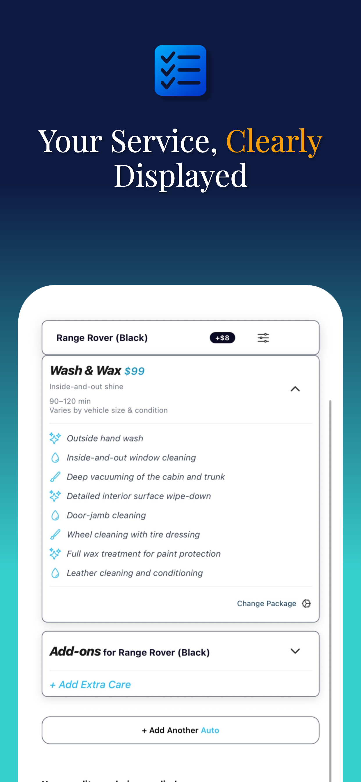 Washr Mobile Inc. - Screenshot 4 showing product features and functionality