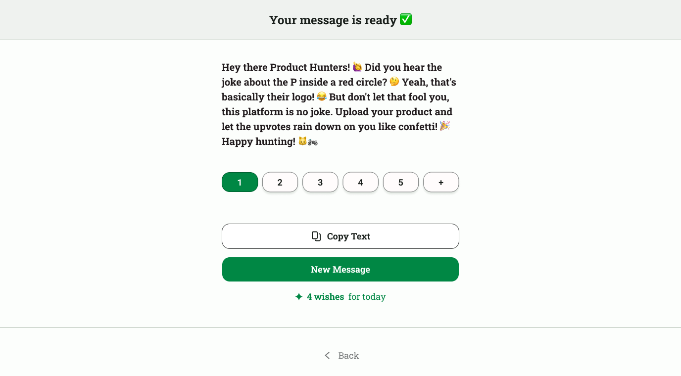 Média Générateur de messages "Olivia" - Construisez votre invite et générez un message personnel 2