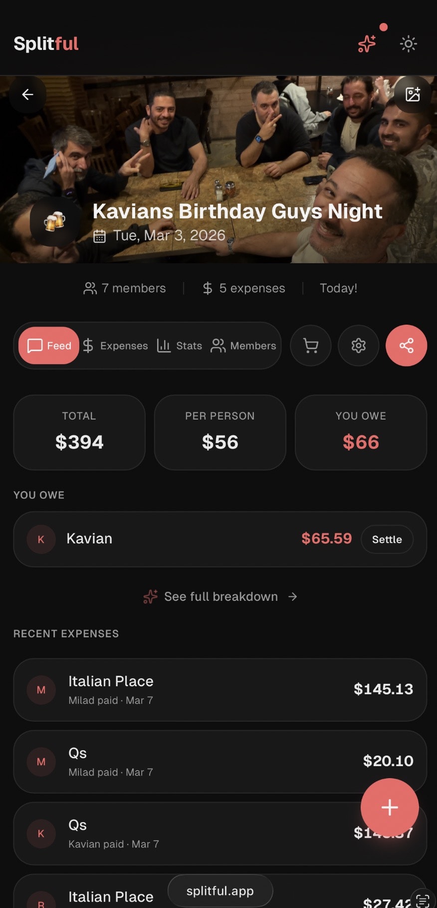 Splitful.app Plan hangs, split expenses gallery image