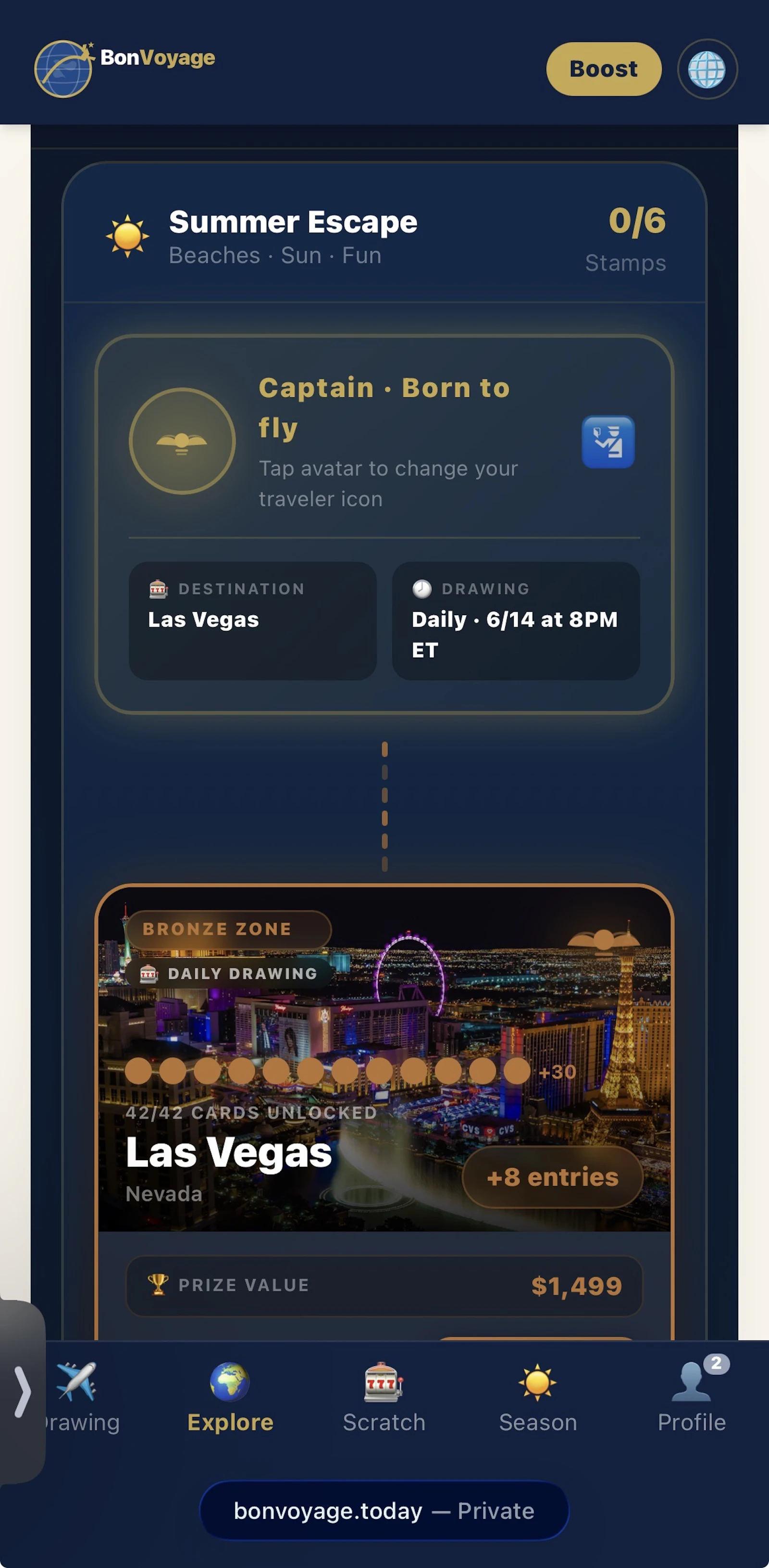 BonVoyage — Win a Vacation Every Day screenshot 3
