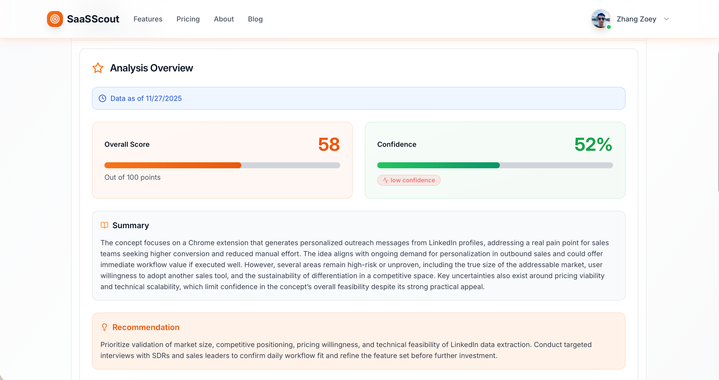 SaaSScout - Screenshot 2 showing product features and functionality