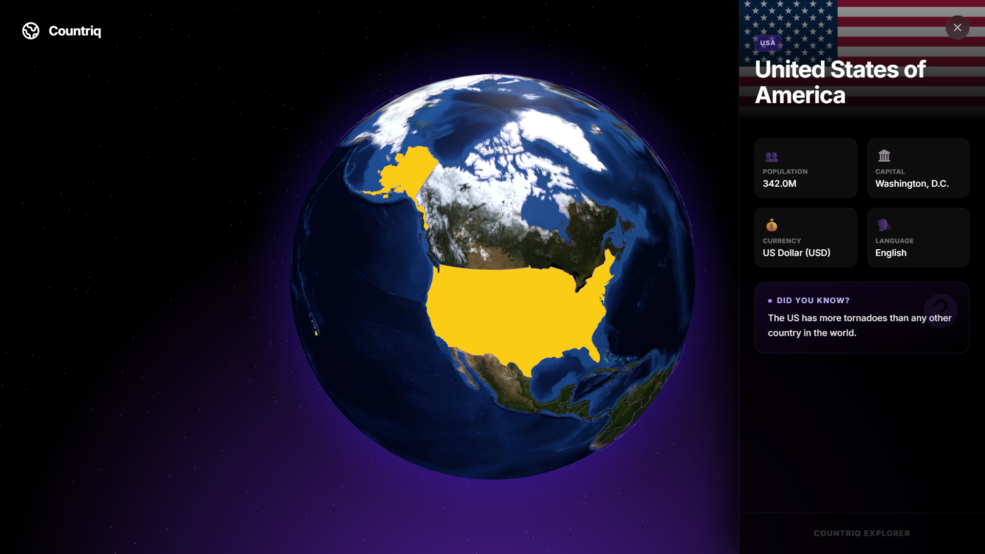 Countriq - Screenshot 2 showing product features and functionality